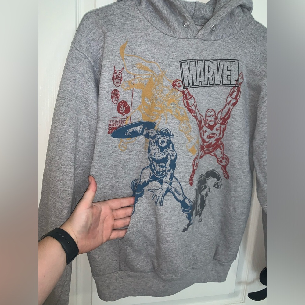 Hanes Marvel Classic Super Hero Unisex Gray Hoodie - Small - Picture 3 of 5